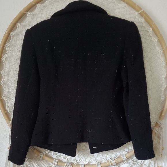 Vintage 80s Mondi Wool Blend Metallic Sparkle Double Breasted Cropped Blazer - Picture 7 of 7